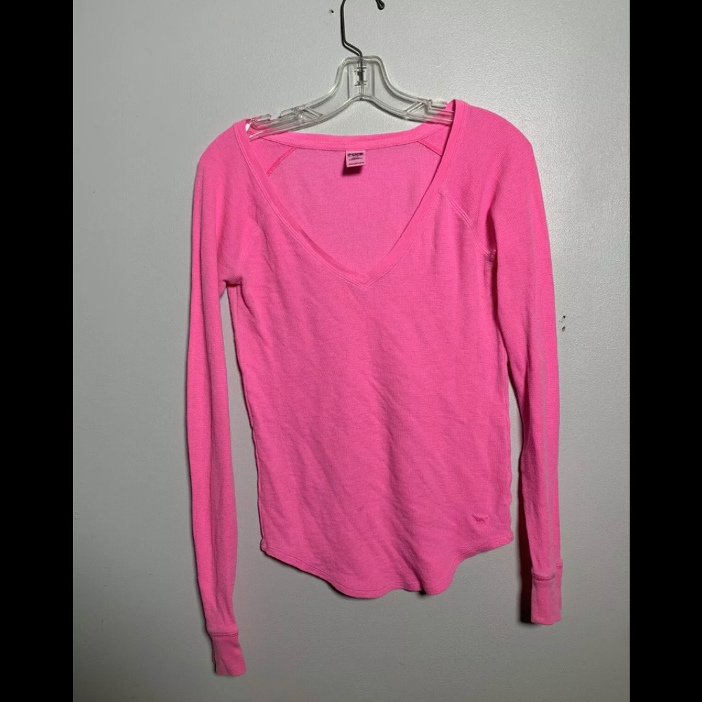 Victoria Secret VS PINK S Hot Pink Long Sleeve Tee